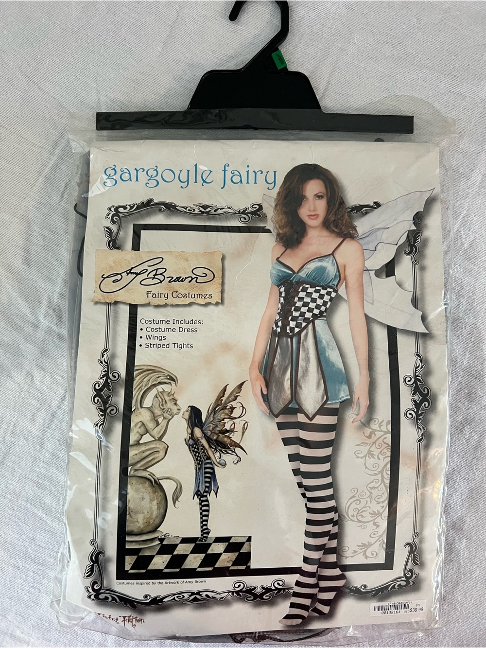 Gargoyle Fairy Costume Black and White Striped Tights